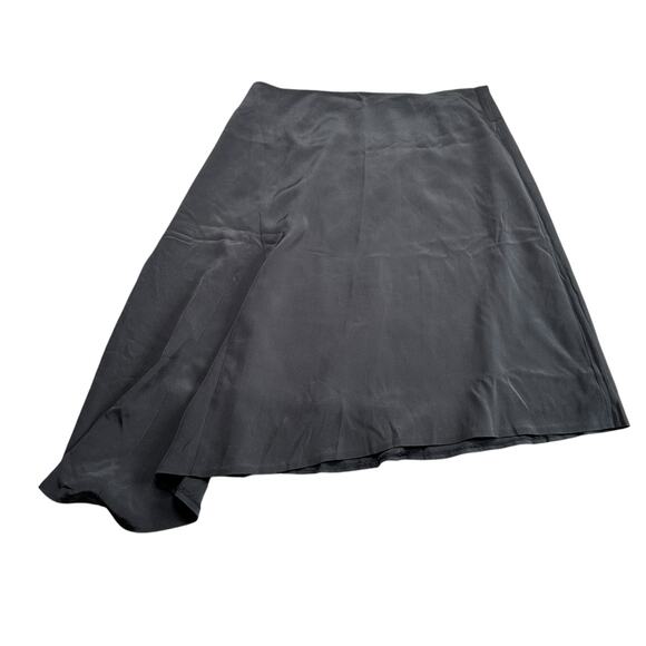 LAFAYETTE 148 Dark Gray Asymmetric Midi Skirt Women's Size 12 Silk Blend Career - Picture 1 of 8